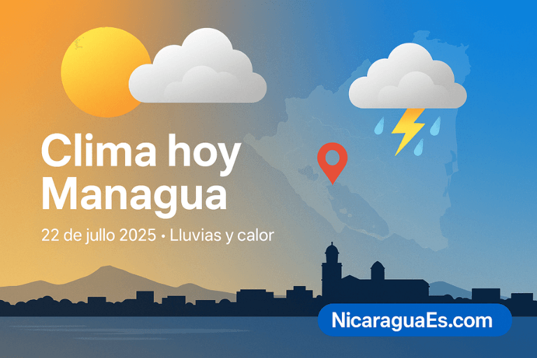 Clima hoy en Managua 22 de julio 2025 con sol, nubes y lluvias; pronóstico NicaraguaEs.com