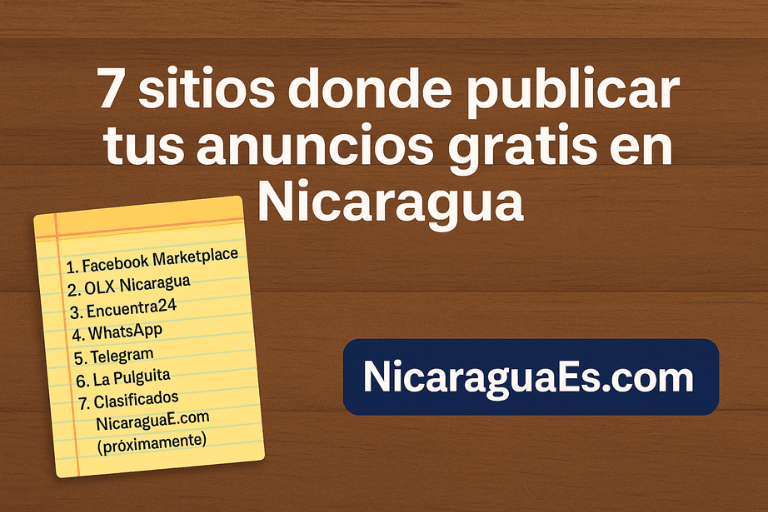 anuncios gratis Nicaragua, clasificados gratis Nicaragua, publicar gratis en OLX, Encuentra24 Nicaragua, Facebook Marketplace Nicaragua, vender sin pagar comisión, sitios para publicar gratis en Nicaragua, grupos de WhatsApp clasificados, Telegram clasificados Nicaragua, dónde publicar anuncios gratis, clasificados en Nicaragua, vender rápido en línea Nicaragua, La Pulguita Nicaragua, cómo vender por redes sociales