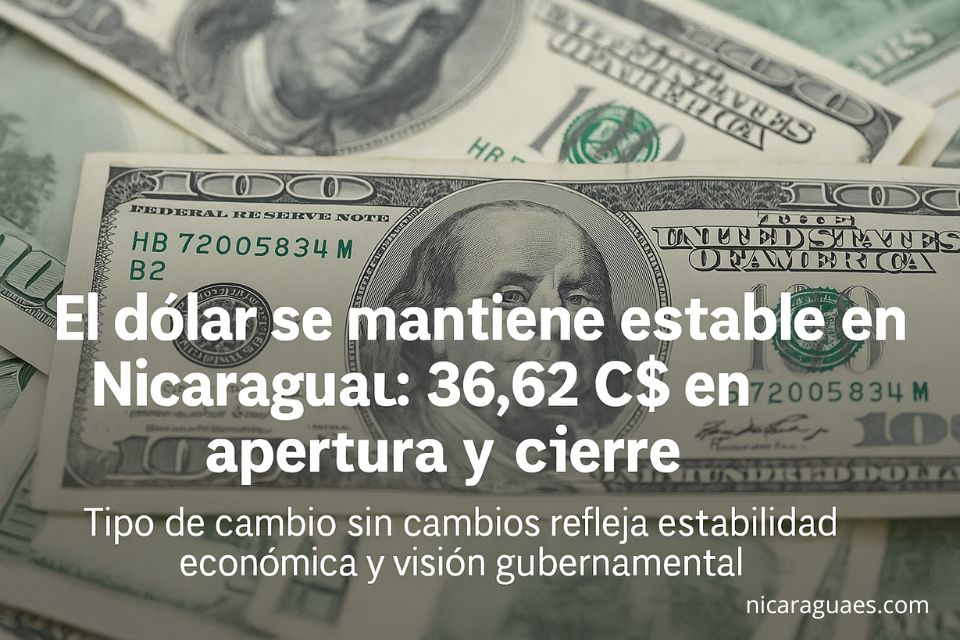 dólar estable nicaragua, tipo de cambio nicaragua hoy, dólar cotiza 36.62 córdobas, estabilidad cambiaria nicaragua, economía nicaragua dólar estable