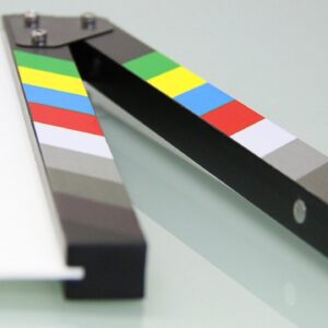 Claqueta de cine en un set de rodaje