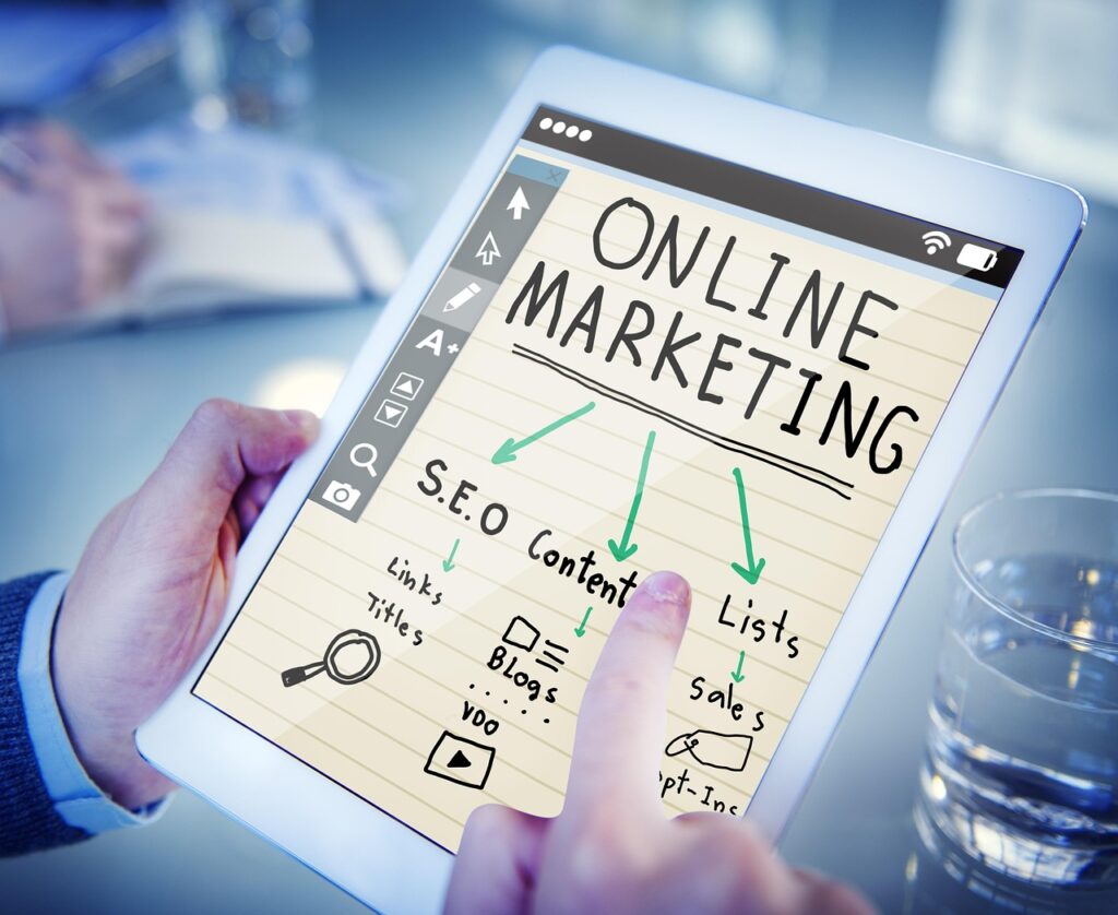 Ilustración de conceptos de SEO y marketing en internet