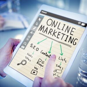Ilustración de conceptos de SEO y marketing en internet