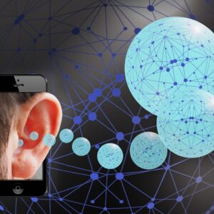 Teléfono inteligente con ilustración de redes y conexiones sociales